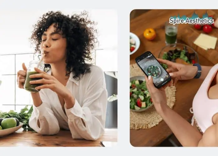 Image of woman looking into her diet and fat freezing Calne to improve her health